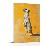 LXPPLSYY A Meerkat Stands Upright on A Sandy Yellow Background, Frozen Mid-alert with Shadows As Sharp As Instinct. Wall Art Mural Modern Decoration Hanging Art Poster 12x18inch(30x45cm)