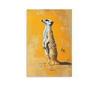 LXPPLSYY A Meerkat Stands Upright on A Sandy Yellow Background, Frozen Mid-alert with Shadows As Sharp As Instinct. Wall Art Mural Modern Decoration Hanging Art Poster 12x18inch(30x45cm)