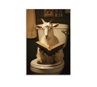LXPPLSYY A Minimalist Goat Reading Existential Literature on The Toilet Wall Art Mural Modern Decoration Hanging Art Poster 08x12inch(20x30cm)