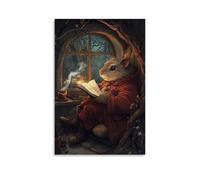 LXPPLSYY A Mole Writer Scribbling in A Nook with A Cup of Berry Tea Steaming Nearby Wall Art Mural Modern Decoration Hanging Art Poster 08x12inch(20x30cm)