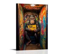 LXPPLSYY A Monkey Holding A Banana And Reading “Jungle Times” Inside A Colorful Graffiti-covered Restroom Wall Art Mural Modern Decoration Hanging Art Poster 08x12inch(20x30cm)