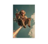 LXPPLSYY A Monkey with A Jetpack Performs Loops in The Sky, Laughing with Glee. Wall Art Mural Modern Decoration Hanging Art Poster 24x36inch(60x90cm)