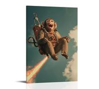 LXPPLSYY A Monkey with A Jetpack Performs Loops in The Sky, Laughing with Glee. Wall Art Mural Modern Decoration Hanging Art Poster 12x18inch(30x45cm)