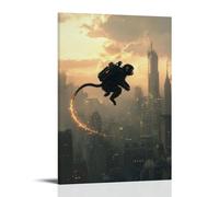 LXPPLSYY A Monkey with A Jetpack Soaring through The City Skyline, Tail Trailing Sparks. Wall Art Mural Modern Decoration Hanging Art Poster 24x36inch(60x90cm)