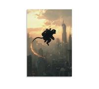 LXPPLSYY A Monkey with A Jetpack Soaring through The City Skyline, Tail Trailing Sparks. Wall Art Mural Modern Decoration Hanging Art Poster 12x18inch(30x45cm)