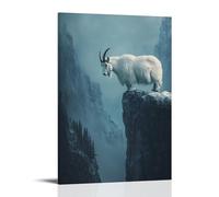 LXPPLSYY A Mountain Goat Perches on An Invisible Cliff Against A Faded Slate Blue, Defying Gravity And Embracing Stillness. Wall Art Mural Modern Decoration Hanging Art Poster 16x24inch(40x60cm)