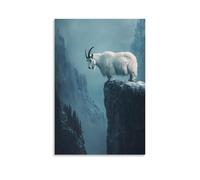 LXPPLSYY A Mountain Goat Perches on An Invisible Cliff Against A Faded Slate Blue, Defying Gravity And Embracing Stillness. Wall Art Mural Modern Decoration Hanging Art Poster 08x12inch(20x30cm)