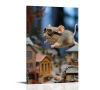 LXPPLSYY A Mouse in Goggles Launches Off A Toy Ramp, Midair over A Dollhouse Village. Wall Art Mural Modern Decoration Hanging Art Poster 08x12inch(20x30cm)