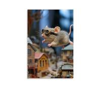 LXPPLSYY A Mouse in Goggles Launches Off A Toy Ramp, Midair over A Dollhouse Village. Wall Art Mural Modern Decoration Hanging Art Poster 08x12inch(20x30cm)