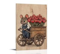 LXPPLSYY A Mouse in Overalls Selling Tulips from A Wooden Cart, Drawn in Warm Antique Ink Tones Wall Art Mural Modern Decoration Hanging Art Poster 12x18inch(30x45cm)