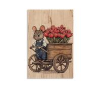 LXPPLSYY A Mouse in Overalls Selling Tulips from A Wooden Cart, Drawn in Warm Antique Ink Tones Wall Art Mural Modern Decoration Hanging Art Poster 08x12inch(20x30cm)
