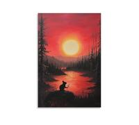 LXPPLSYY A Mouse Painter Using A Pine Needle Brush to Complete A Dawn Landscape Wall Art Mural Modern Decoration Hanging Art Poster 08x12inch(20x30cm)