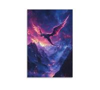 LXPPLSYY A Neon Dragon Flying Over The Mountains of Forgotten Fire Wall Art Mural Modern Decoration Hanging Art Poster 08x12inch(20x30cm)