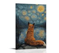 LXPPLSYY A Nine-tailed Fox Looking over A Lake of Stars, Each Ripple A Forgotten Secret Wall Art Mural Modern Decoration Hanging Art Poster 24x36inch(60x90cm)