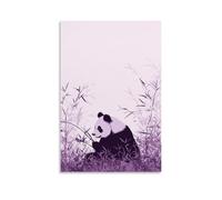 LXPPLSYY A Panda Centered on A Soft Lavender Field, Nibbling A Minimalist Bamboo Silhouette Wall Art Mural Modern Decoration Hanging Art Poster 08x12inch(20x30cm)