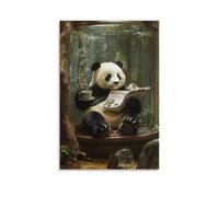 LXPPLSYY A Panda Relaxes with “Zen Digest,” Tea Cup on The Tank Lid And Slippers on Its Paws. Wall Art Mural Modern Decoration Hanging Art Poster 08x12inch(20x30cm)