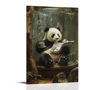 LXPPLSYY A Panda Relaxes with “Zen Digest,” Tea Cup on The Tank Lid And Slippers on Its Paws. Wall Art Mural Modern Decoration Hanging Art Poster 16x24inch(40x60cm)