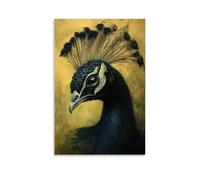 LXPPLSYY A Peacock Head Turned Sideways Under Lemon Yellow, Feathers Down, Eyes Soft As Silk Shadows form Wall Art Mural Modern Decoration Hanging Art Poster 12x18inch(30x45cm)