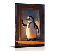 LXPPLSYY A Penguin Adjusting A Tie in The Mirror before Going Out Wall Art Mural Modern Decoration Hanging Art Poster 12x18inch(30x45cm)