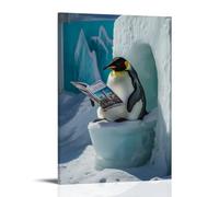 LXPPLSYY A Penguin Sitting Comfortably on An Ice Toilet, Reading Travel Magazines Wall Art Mural Modern Decoration Hanging Art Poster 12x18inch(30x45cm)