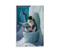LXPPLSYY A Penguin Sitting Comfortably on An Ice Toilet, Reading Travel Magazines Wall Art Mural Modern Decoration Hanging Art Poster 08x12inch(20x30cm)