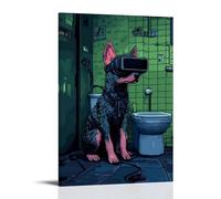 LXPPLSYY A Pixelated Dog Using A VR Headset in The Toilet Wall Art Mural Modern Decoration Hanging Art Poster 08x12inch(20x30cm)