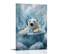 LXPPLSYY A Polar Bear in A Glacier-style Tub Watching TV While Eating Ice Cream Wall Art Mural Modern Decoration Hanging Art Poster 08x12inch(20x30cm)