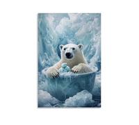LXPPLSYY A Polar Bear in A Glacier-style Tub Watching TV While Eating Ice Cream Wall Art Mural Modern Decoration Hanging Art Poster 08x12inch(20x30cm)