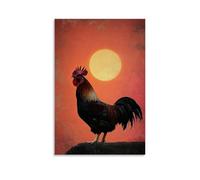 LXPPLSYY A Proud Rooster Crowing to A Sun Yet Unseen, Framed Against A Rich Apricot Canvas Full of Silent Expectation. Wall Art Mural Modern Decoration Hanging Art Poster 20x30inch(50x75cm)