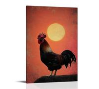 LXPPLSYY A Proud Rooster Crowing to A Sun Yet Unseen, Framed Against A Rich Apricot Canvas Full of Silent Expectation. Wall Art Mural Modern Decoration Hanging Art Poster 20x30inch(50x75cm)