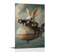 LXPPLSYY A Rabbit in A Blimp Surveys The Countryside, Binoculars in Paw, Ears Perked Up. Wall Art Mural Modern Decoration Hanging Art Poster 20x30inch(50x75cm)