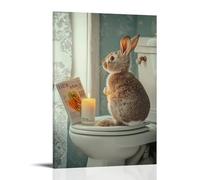 LXPPLSYY A Rabbit on The Toilet with A Carrot-scented Candle And A Health Magazine Wall Art Mural Modern Decoration Hanging Art Poster 16x24inch(40x60cm)