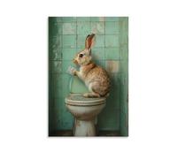 LXPPLSYY A Rabbit Solving A Sudoku Puzzle in The Toilet, Soft Green Backdrop Wall Art Mural Modern Decoration Hanging Art Poster 24x36inch(60x90cm)