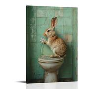 LXPPLSYY A Rabbit Solving A Sudoku Puzzle in The Toilet, Soft Green Backdrop Wall Art Mural Modern Decoration Hanging Art Poster 24x36inch(60x90cm)