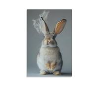LXPPLSYY A Rabbit Surfing with Wind in Its Ears, Minimalist Soft Gray Background Wall Art Mural Modern Decoration Hanging Art Poster 16x24inch(40x60cm)