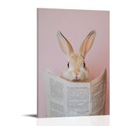 LXPPLSYY A Rabbit with Ears Poking Out from behind A Newspaper, Flat Blush Background Wall Art Mural Modern Decoration Hanging Art Poster 24x36inch(60x90cm)