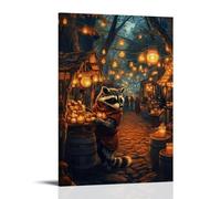 LXPPLSYY A Raccoon Candle Seller in A Forest Market, Scents Swirling through The Breeze Wall Art Mural Modern Decoration Hanging Art Poster 16x24inch(40x60cm)
