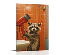 LXPPLSYY A Raccoon Styling Its Fur with A Giant Hairdryer in A Barbershop-themed Restroom Wall Art Mural Modern Decoration Hanging Art Poster 20x30inch(50x75cm)