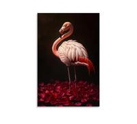 LXPPLSYY A Romantic Oil-paint Style Flamingo Soaking Under Rose Petals Wall Art Mural Modern Decoration Hanging Art Poster 16x24inch(40x60cm)