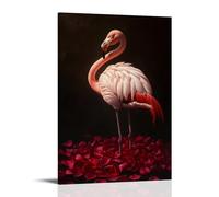 LXPPLSYY A Romantic Oil-paint Style Flamingo Soaking Under Rose Petals Wall Art Mural Modern Decoration Hanging Art Poster 16x24inch(40x60cm)