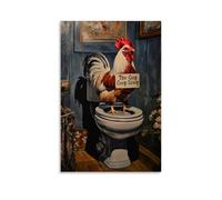 LXPPLSYY A Rooster on The Toilet Reading “The Coop Scoop” in A Farmhouse Toilet Wall Art Mural Modern Decoration Hanging Art Poster 08x12inch(20x30cm)