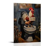 LXPPLSYY A Rooster on The Toilet Reading “The Coop Scoop” in A Farmhouse Toilet Wall Art Mural Modern Decoration Hanging Art Poster 24x36inch(60x90cm)