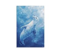 LXPPLSYY A Seal Flopped Across Icy Powder Blue, Tail Curled, Looking Toward Sky with A Sleepy, Satisfied Blink Wall Art Mural Modern Decoration Hanging Art Poster 20x30inch(50x75cm)