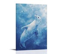 LXPPLSYY A Seal Flopped Across Icy Powder Blue, Tail Curled, Looking Toward Sky with A Sleepy, Satisfied Blink Wall Art Mural Modern Decoration Hanging Art Poster 20x30inch(50x75cm)