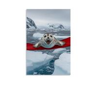 LXPPLSYY A Seal Hang-gliding with An Open-mouthed Smile over Icy Oceans. Wall Art Mural Modern Decoration Hanging Art Poster 08x12inch(20x30cm)