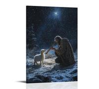 LXPPLSYY A Shepherd Kneels on Frosted Ground, Offering A Simple Wooden Flute to The Newborn King. Wall Art Mural Modern Decoration Hanging Art Poster 12x18inch(30x45cm)