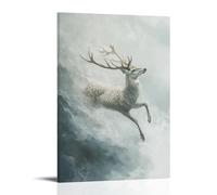 LXPPLSYY A Silver Horned Deer Gliding Above Rivers, Hooves Painting Mist Into Shape Wall Art Mural Modern Decoration Hanging Art Poster 12x18inch(30x45cm)