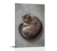 LXPPLSYY A Sleepy Tabby Cat Curled Into A Perfect Circle on Soft Grey Background Wall Art Mural Modern Decoration Hanging Art Poster 20x30inch(50x75cm)