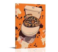 LXPPLSYY A Snake Wrapped Around The Toilet Seat, Skimming A Comic Strip, Clean Orange Background Wall Art Mural Modern Decoration Hanging Art Poster 12x18inch(30x45cm)