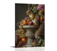LXPPLSYY A Squirrel on A Marble Pedestal, Surrounded by Fruit And Flowers in Still-life Renaissance Detail Wall Art Mural Modern Decoration Hanging Art Poster 24x36inch(60x90cm)